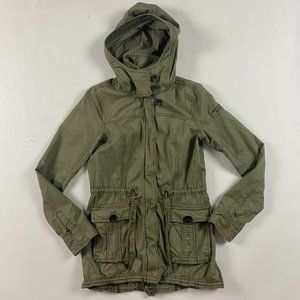 Abercrombie & Fitch Military Jacket Womens Small Cotton Lightweight Hooded Green